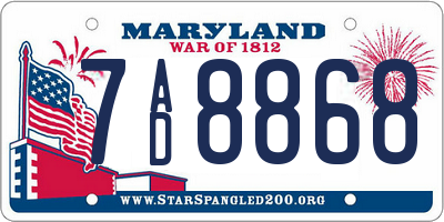 MD license plate 7AD8868