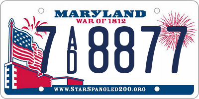 MD license plate 7AD8877