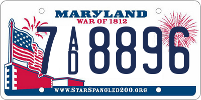 MD license plate 7AD8896