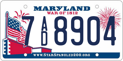 MD license plate 7AD8904