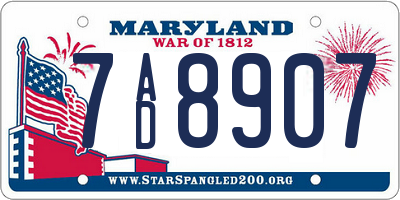 MD license plate 7AD8907