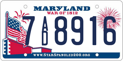 MD license plate 7AD8916