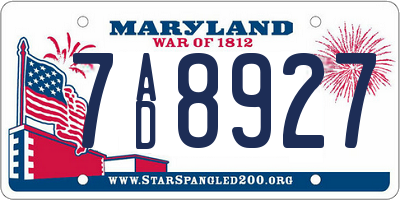 MD license plate 7AD8927
