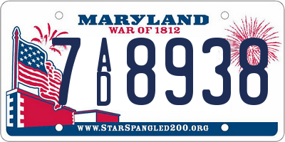 MD license plate 7AD8938
