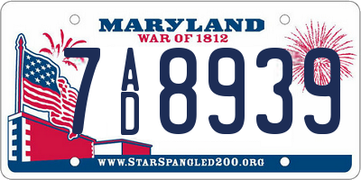 MD license plate 7AD8939