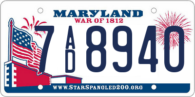MD license plate 7AD8940