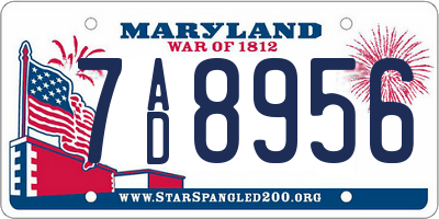 MD license plate 7AD8956