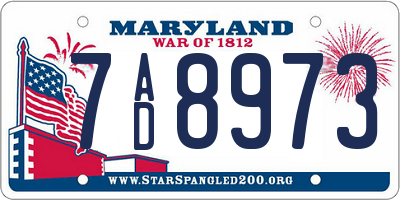 MD license plate 7AD8973