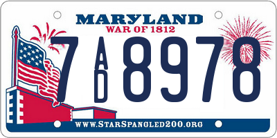 MD license plate 7AD8978