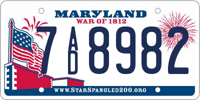 MD license plate 7AD8982