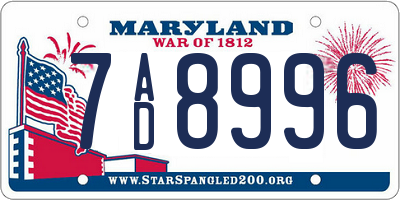 MD license plate 7AD8996