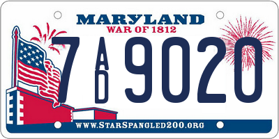 MD license plate 7AD9020