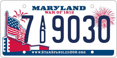 MD license plate 7AD9030