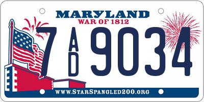 MD license plate 7AD9034