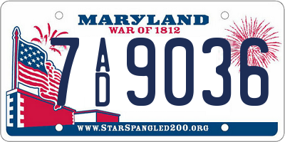 MD license plate 7AD9036