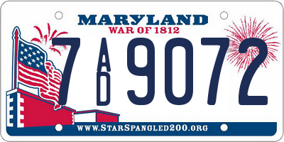 MD license plate 7AD9072