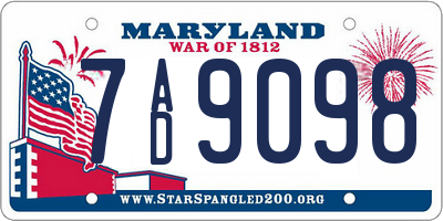 MD license plate 7AD9098