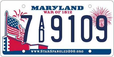 MD license plate 7AD9109
