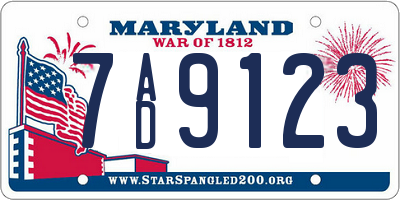 MD license plate 7AD9123