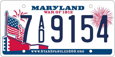 MD license plate 7AD9154