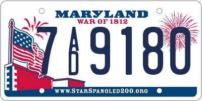 MD license plate 7AD9180