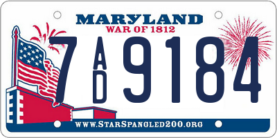 MD license plate 7AD9184
