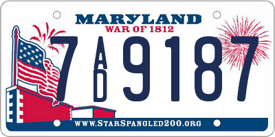 MD license plate 7AD9187