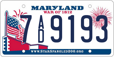 MD license plate 7AD9193
