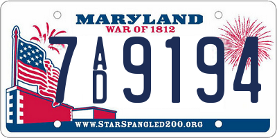 MD license plate 7AD9194