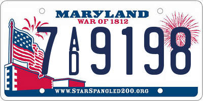 MD license plate 7AD9198