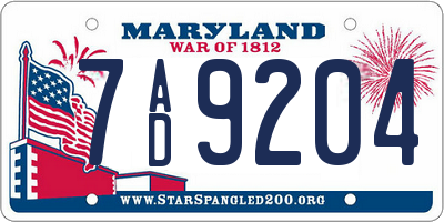 MD license plate 7AD9204