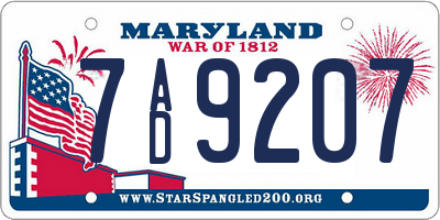 MD license plate 7AD9207