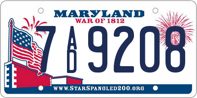 MD license plate 7AD9208