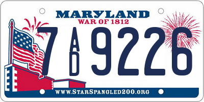MD license plate 7AD9226