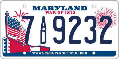 MD license plate 7AD9232