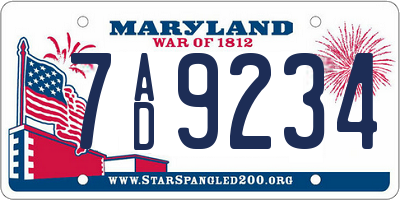 MD license plate 7AD9234