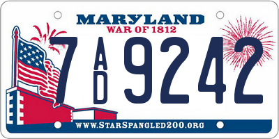 MD license plate 7AD9242
