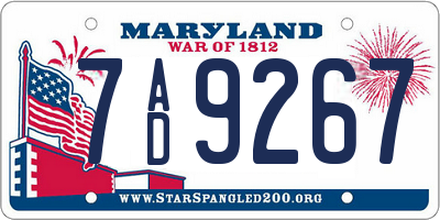 MD license plate 7AD9267