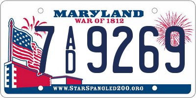 MD license plate 7AD9269