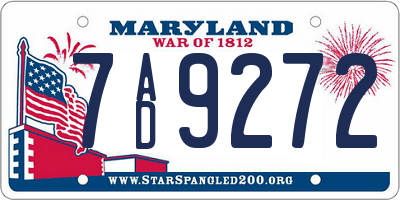MD license plate 7AD9272