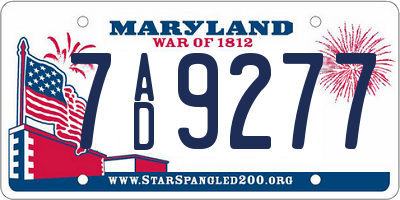 MD license plate 7AD9277