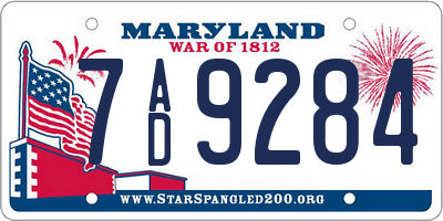 MD license plate 7AD9284