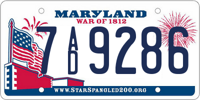 MD license plate 7AD9286