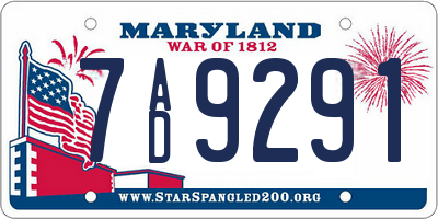 MD license plate 7AD9291
