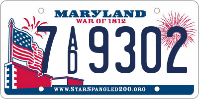 MD license plate 7AD9302
