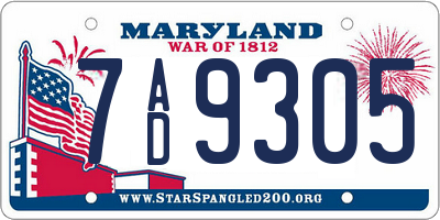MD license plate 7AD9305