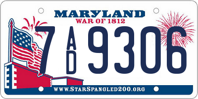 MD license plate 7AD9306