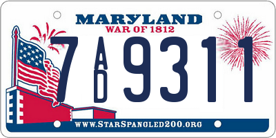 MD license plate 7AD9311