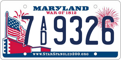 MD license plate 7AD9326