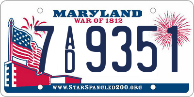 MD license plate 7AD9351